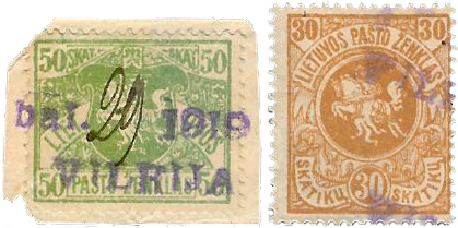Vilkija 1919 a two-line rubber cachet