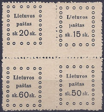 LT-1919 Kaunas 3rd se-tenant block 15-20-50-60